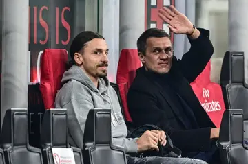 Paolo Maldini (R) with Zlatan Ibrahimovic at the San Siro