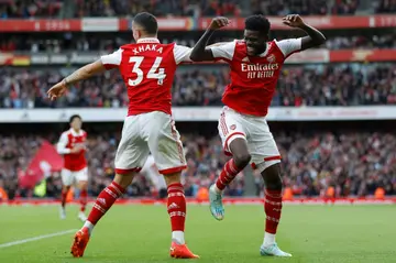 Arsenal lead Manchester City by two points at the top of the Premier League