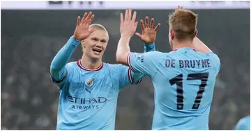 Kevin De Bruyne, Erling Haaland, Lionel Messi, Cristiano Ronaldo, Manchester City