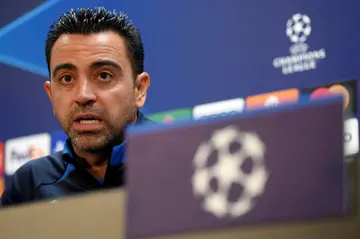 Barcelona coach Xavi speaks to the media ahead of the clash with Inter Milan