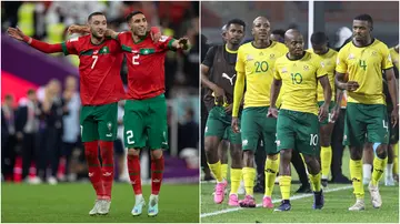 Achraf Hakimi, Hakim Ziyech, Percy Tau, AFCOn 2023, South Africa, Bafana Bafana, Morocco, Hugo Broos, Walid Regragui