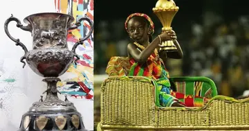 The Abdelaziz Abdallah Salem trophy and the AFCON trophy during the opening ceremony of CAN 2008. Credit: @moysgovgh @SaddickAdams