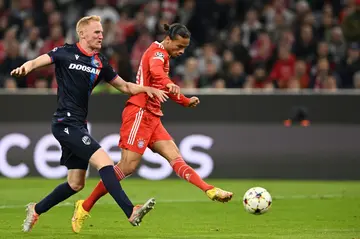 Leroy Sane (R) scored twice for Bayern Munich against Viktoria Plzen in Munich