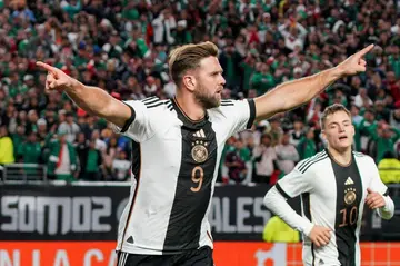 Germany forward Niclas Fullkrug celebrates his second-half equaliser in a 2-2 friendly draw with Mexico