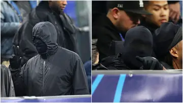 American musician and fashion designer Kanye West in attendance during the UEFA Champions League 2023/24 round of 16 first leg match between FC Internazionale and Atletico Madrid. Photo by Marco Luzzani.
