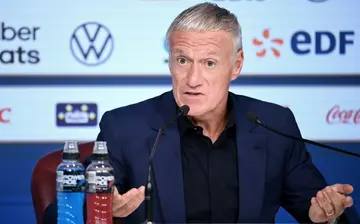 France coach Didier Deschamps speaking at a press conference on Thursday