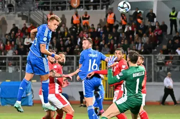 Mateo Retegui (L) has scored twice for Italy