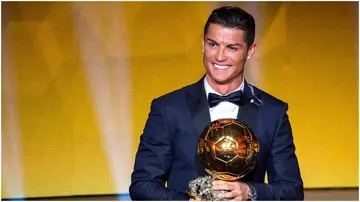 Cristiano Ronaldo receives the 2014 FIFA Ballon d'Or award for the player of the year during the FIFA Ballon d'Or Gala 2014 at the Kongresshaus. Photo by Philipp Schmidli.