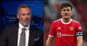 Liverpool Legend Jamie Carragher has urged Harry Maguire to improve on his performances or suffer an early exit at Man United. Photo credit: @CFCDaily @UTDMarcel