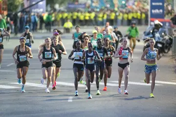 Women marathoners during the Los Angeles Marathon