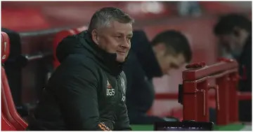 Solskjaer looks on during a Premier League match at Old Trafford. Photo: Getty Images.