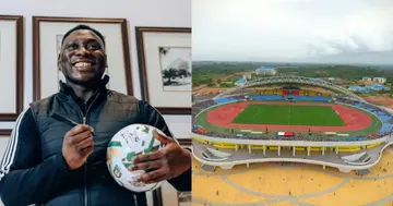 Legendary Nigeria forward Daniel Amokachi has taken a swipe at Ghana over the search of a venue for the World Cup showdown. Photo credit: @CAF_Online @Ghanasoccernet