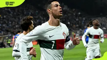 Cristiano Ronaldo celebrates scoring the team's first goal