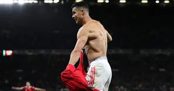 Cristiano Ronaldo celebrates after scoring for Man United. Photo: Getty Images.