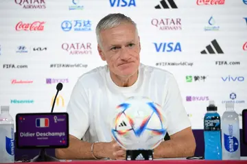 France coach Didier Deschamps speaking at a press conference in Doha on Monday