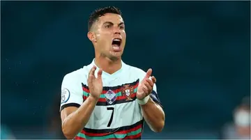 Cristiano Ronaldo reacts while in action for Portugal. Photo: Alexander Hassenstein.