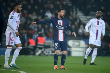 Whistled: Lionel Messi in action on Sunday against Lyon