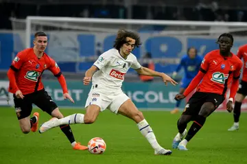 Man of the moment: Marseille goal scorer  Matteo Guendouzi controls the ball