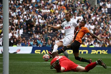 Quartet of goals - Tottenham Hotspur striker Harry Kane (C) scores his fourth during a 5-1 win at home to Shakhtar Donetsk in a pre-season friendly