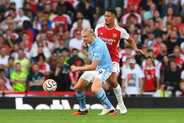 Erling Haaland, William Saliba, Manchester City vs Arsenal