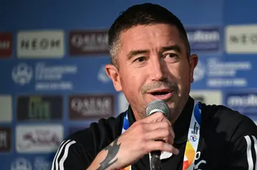 Harry Kewell, the Australian head coach of Japan's Yokohama F-Marinos,  speaks at a news conference at Nissan Stadium before the first leg of the  AFC Champions League final against UAE’s Al Ain