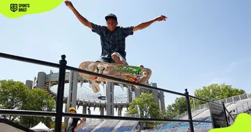Ishod Wair skates during an event