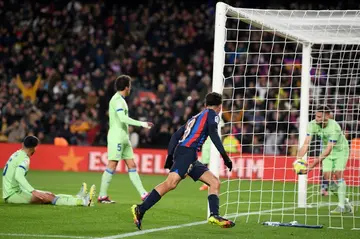 Barca midfielder Pedri Gonzalez celebrates after breaking the deadlock against Getafe