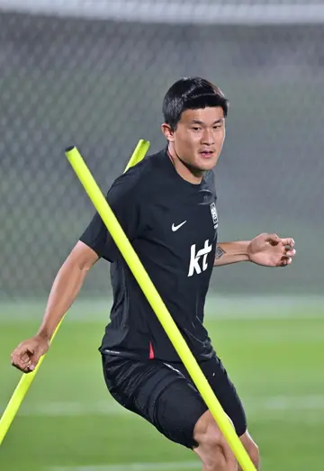 South Korea's defender Kim Min-jae takes part in a training session in Doha