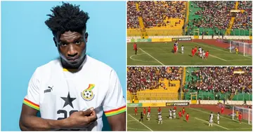 Mohammed Kudus in the Ghana national jersey. He scored a stunning free kick goal for the Black Stars against the Central African Republic in their 2023 AFCON qualifier on September 7.