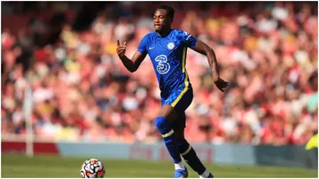 Baba Rahman in action during the pre-season friendly between Arsenal and Chelsea at Emirates Stadium. Photo by Marc Atkins.