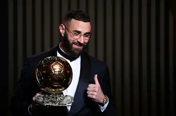 Karim Benzema with the Ballon d'Or on October 17