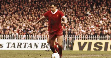 Liverpool player Ray Kennedy in action during an FA Cup Semi Final match between Liverpool and Everton at Maine Road on April 27, 1977 in Manchester, England. (Photo by Tony Duffy/Allsport/Getty Images)