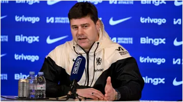 Mauricio Pochettino during a press conference at Chelsea Training Ground. Photo by Darren Walsh.