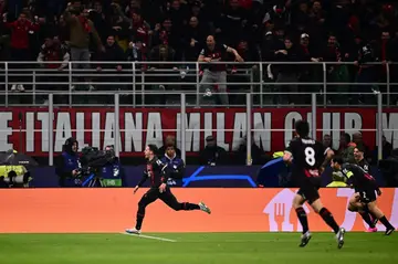 AC Milan's Ismael Bennacer celebrates his first-half goal