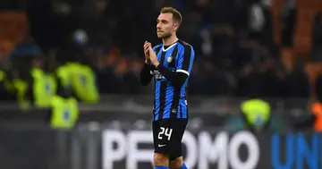 Christian Eriksen gestures while in action for Inter Milan. Photo: Getty Images.