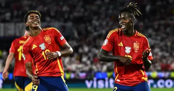 Lamin Yamal y Neco Williams comparten un momento divertido tras la victoria de España sobre Georgia en la Eurocopa 2024