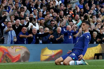 Chelsea's Kai Havertz celebrates scoring against Wolves