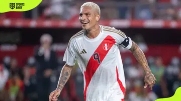 Paolo Guerrero of Peru celebrates his goal