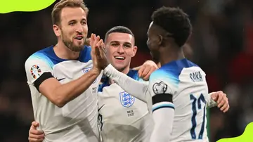 England players celebrate a goal