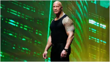 Dwayne "The Rock" Johnson during the WWE Wrestlemania XL Kickoff at T-Mobile Arena. Photo by Louis Grasse.