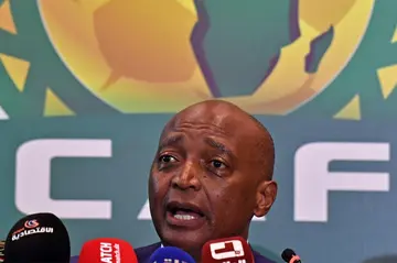 Confederation of African Football (CAF) president Patrice Motsepe speaking to the press in Algiers on October 1, 2022.