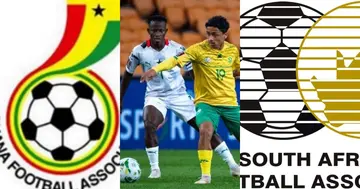 Logos of the football associations of Ghana and South Africa. Source: Twitter/@ghanafaofficial/@SAFA_net