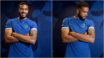 New Club Captain Reece James of Chelsea FC poses as he is unveiled at Chelsea Training Ground. Photo by Darren Walsh.