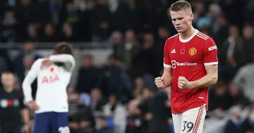 Scott McTominay of Manchester United walks off after the Premier League match between Tottenham Hotspur and Manchester United at Tottenham Hotspur Stadium on October 30, 2021 in London, England. (Photo by Matthew Peters/Manchester United via Getty Images)