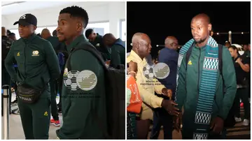 Bafana Bafana players land in Ivory Coast in style for the 2023 Africa Cup of Nations. Photo: @BafanaBafana.