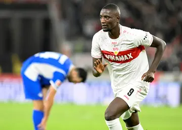 Serhou Guirassy celebrates his first goal against Darmstadt