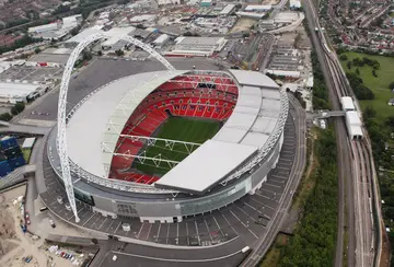 An aerial view of the Wembley Stadium