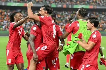 Equatorial Guinea midfielder Jannick Buyla (2nd L) completed Ivory Coast's humiliation with the fourth goal