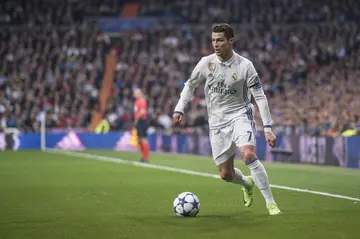 Cristiano Ronaldo of Real Madrid during the UCL match against Napoli at the Santiago Bernabeu Stadium 