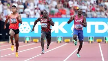 Ferdinand Omanyala, Fred Kerley, Akani Simbine, Noah Lyles, Letsile Tebogo, 2023 World Athletics Championships.